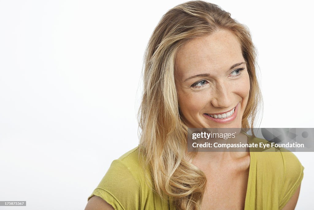 Close up portrait of smiling woman