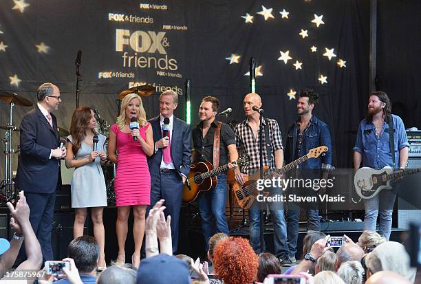 Fox & Friends' co-hosts Peter Johnson Jr., Maria Molina, Anna Kooiman and Steve Doocy interview Eli Young Band members Mike Eli, Jon Jones, Chris...
