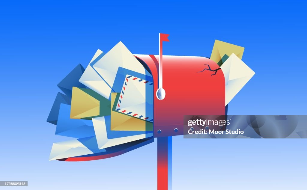 Mailbox Exploding With Letters Broken Mailbox Full Of Letters Vector Illustration High-Res Vector ...
