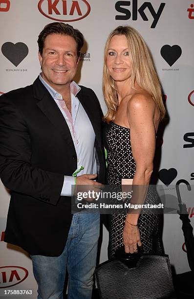 Actor Francis Fulton-Smith and his wife Verena Klein attend the Sky Bundesliga Season Opening Party at Heart on August 9, 2013 in Munich, Germany.