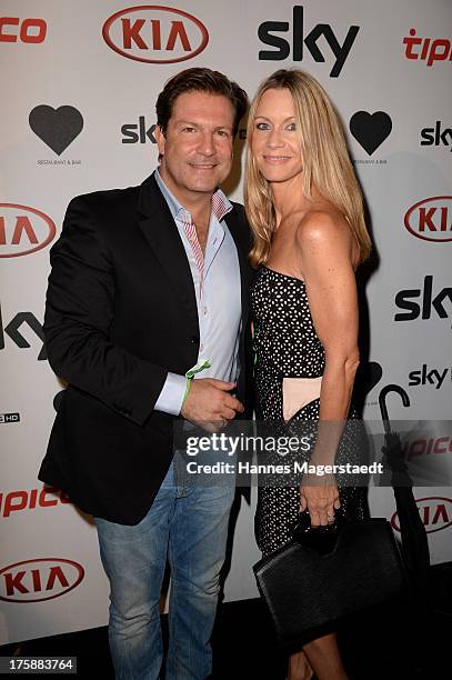 Actor Francis Fulton-Smith and his wife Verena Klein attend the Sky Bundesliga Season Opening Party at Heart on August 9, 2013 in Munich, Germany.