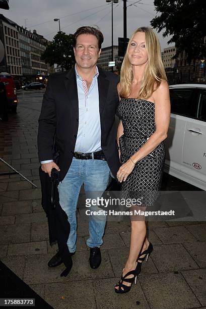Actor Francis Fulton-Smith and his wife Verena Klein attend the Sky Bundesliga Season Opening Party at Heart on August 9, 2013 in Munich, Germany.