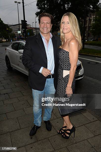 Actor Francis Fulton-Smith and his wife Verena Klein attend the Sky Bundesliga Season Opening Party at Heart on August 9, 2013 in Munich, Germany.