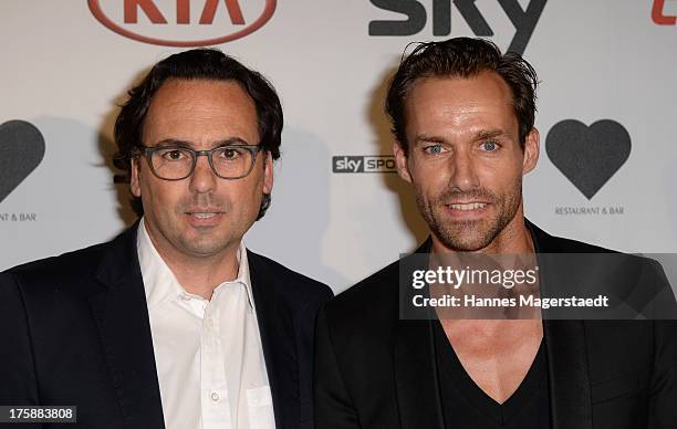 Robert Niemann and Sven Hannawald attend the Sky Bundesliga Season Opening Party at Heart on August 9, 2013 in Munich, Germany.