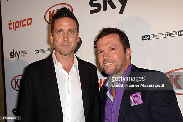 Torben Hofmann and Lothar Matthaeus attend the Sky Bundesliga Season Opening Party at Heart on August 9, 2013 in Munich, Germany.
