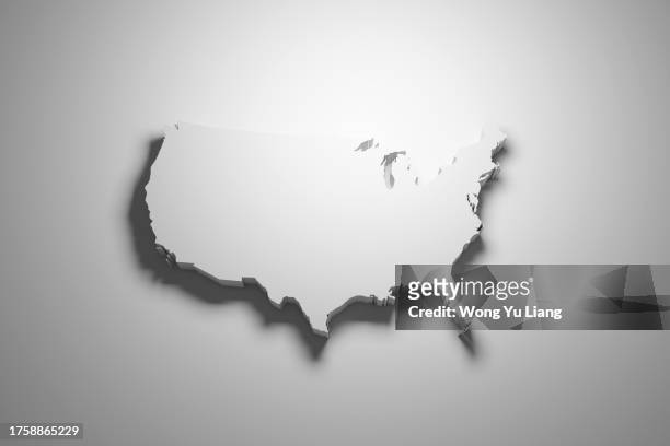 blank usa map ,3d render - washington dc icon stock pictures, royalty-free photos & images