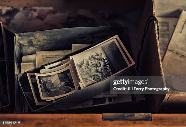 photos in a drawer - vintage memorial day imagens e fotografias de stock
