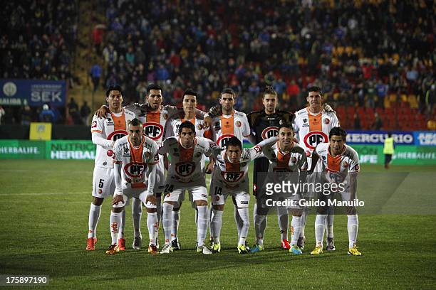 Team of Cobresal pose for photo during a match between Universidad de Chile and Cobresal as part of the Torneo Apertura 2013 at Santa Laura Stadium...