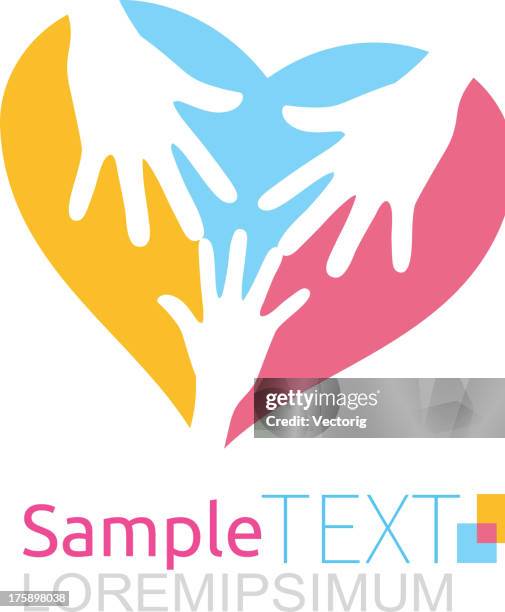 hands inside heart - family together stock illustrations