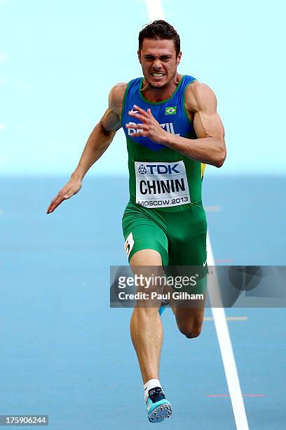 Carlos Chinin of Brazil in the Men's Decathlon 100 metres during Day One of the 14th IAAF World Athletics Championships Moscow 2013 at Luzhniki...