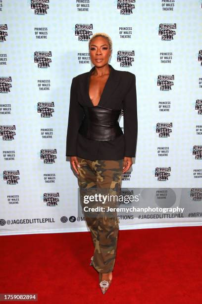 Jully Black attends the Toronto premiere of the North American tour of "Jagged Little Pill" at Princess of Wales Theatre on October 26, 2023 in...