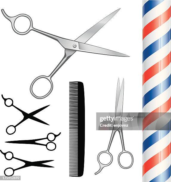 ilustrações, clipart, desenhos animados e ícones de equipamento de barbers - cabeleireiro