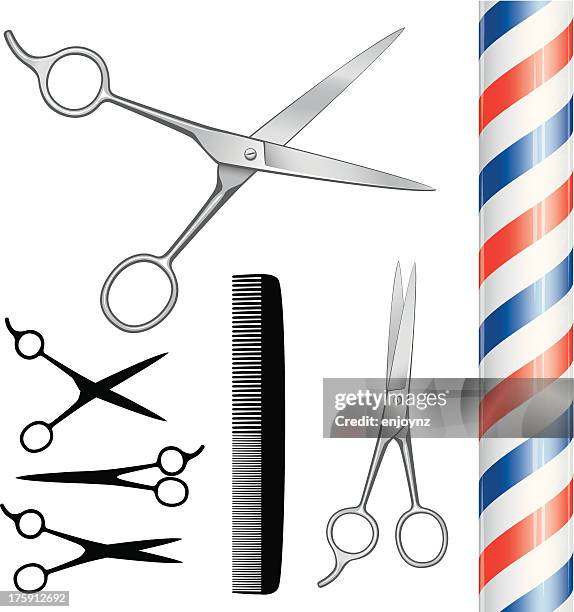 barbers equipment - barber pole stock illustrations