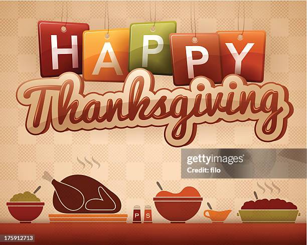 happy thanksgiving - thanksgiving dressing stock illustrations