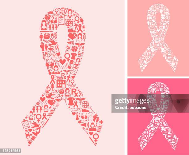pink ribbons set and breast cancer awareness month - head above water stock illustrations