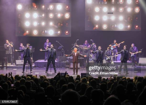 Frankie Valli and The Four Seasons , Aaron Gordon, Joseph Ott, Ronen Bay and Craig Cady, perform on opening night of Frankie Valli and The Four...
