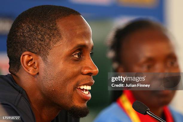 Time World Long Jump champion Dwight Phillips of United States attends the IAAF Ambassador Programme Press Conference during Day One of the 14th IAAF...