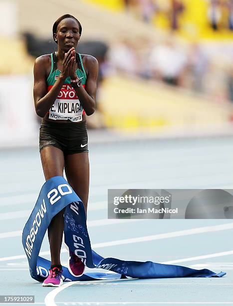 Edna Ngeringwony Kiplagat of Kenya wins the Women's Marathon during Day One of the 14th IAAF World Athletics Championships Moscow 2013 at Luzhniki...