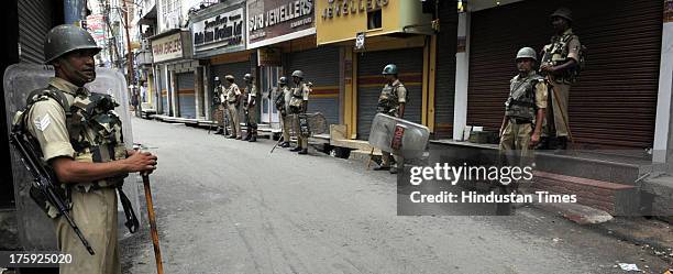 Deserted look of Jammu during a clash between protestors and Indian police officials on August 10, 2013 in Jammu, India. A town in the south of...