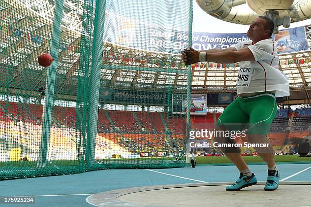 Krisztian Pars of Hungary in the Men's Hammer qualification during Day One of the 14th IAAF World Athletics Championships Moscow 2013 at Luzhniki...