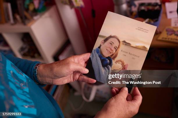 Soest, Netherland Ellen Beukema holds a farewell card made by her daughter Esther before her death via "physician-assisted suicide". Esther suffered...