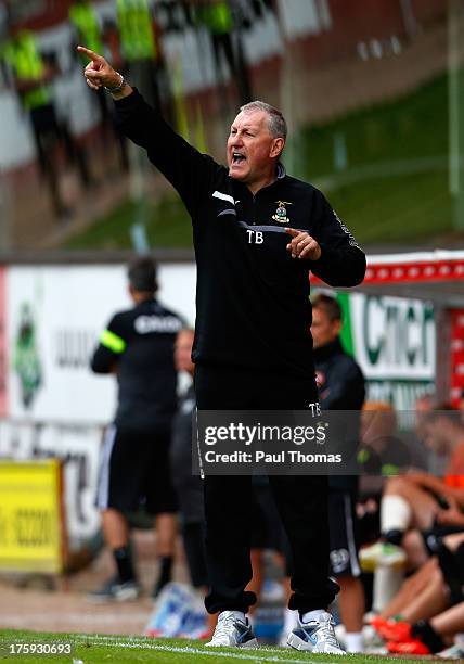 Manager Terry Butcher of Inverness Caledonian Thistle gestures during the Scottish Premier League match between Dundee United and Inverness...