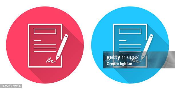 contract. round icon with long shadow on red or blue background - inheritance stock illustrations