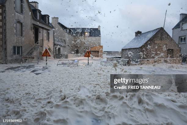 This photograph shows foam in the street of Penmarc'h, western France, on November 2 as the storm Ciaran hits the region. Much of northwestern Europe...