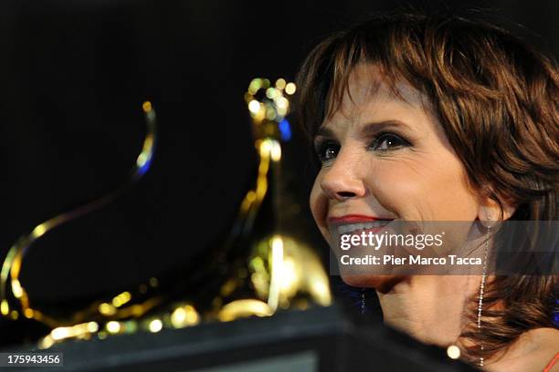 Actress Victoria Abril receives Excellence Award Moet Chandon during the 66th Locarno Film Festival on August 10, 2013 in Locarno, Switzerland.