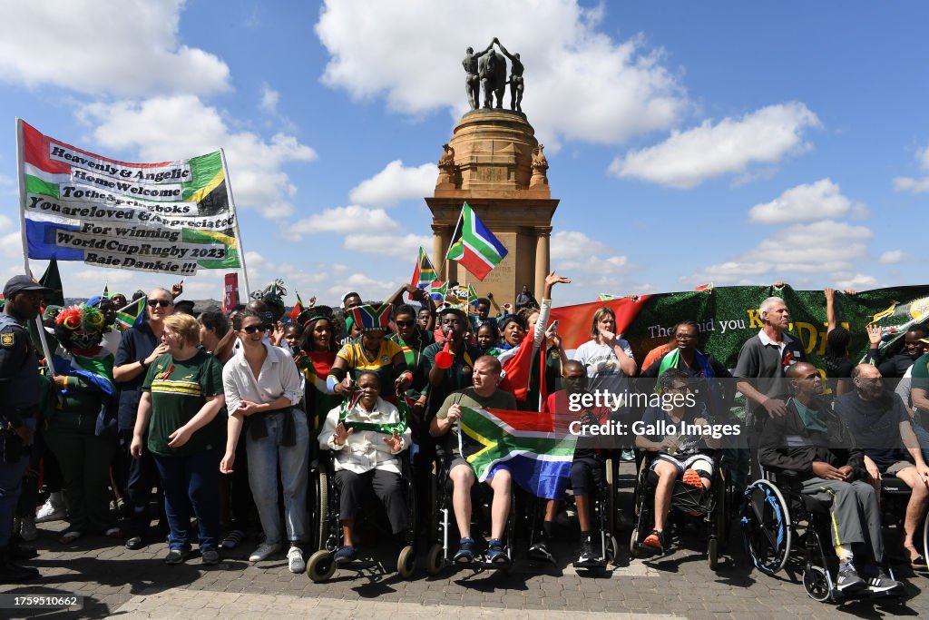 South Africa fans attend the Rugby World Cup 2023 Springbok Trophy ...