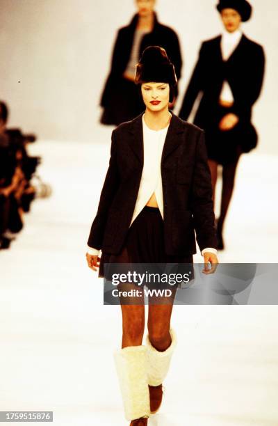 Model Shalom Harlow; The filming of this fashion show is part of the Unzipped documentary.