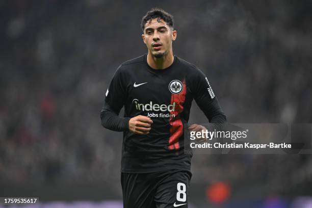 Fares Chaibi of Eintracht Frankfurt in action during to the UEFA Europa Conference League match between Eintracht Frankfurt and HJK Helsinki at...