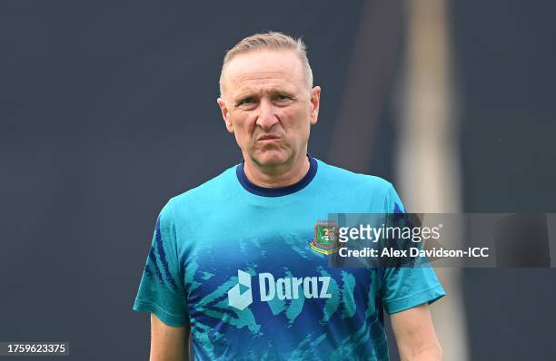 Allan Donald, Coach of Bangladesh loduring the ICC Men's Cricket World Cup India 2023 Netherlands & Bangladesh Net Sessions at Eden Gardens on...
