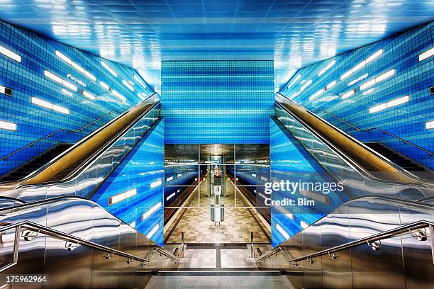 futuristic subway station - hamburg stock pictures, royalty-free photos & images