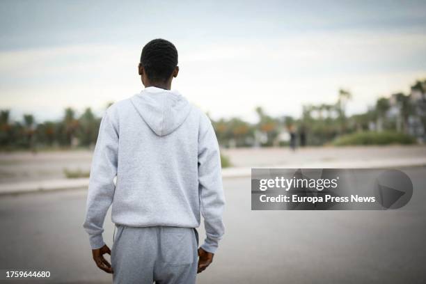 Groups of migrants from the Canary Islands, walk around the neighborhood of El Toyo, October 27, 2023.A new contingent of 166 people rescued while...