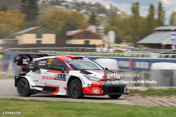 Elfyn Evans of Great Britain and Toyota Gazoo Racing World Rally Team competes during Day 1 of the FIA World Rally Championship WRC Central European...