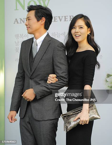 Yeon Jung-Hoon and wife Han Ga-In attend Lee Byung-Hun and Lee Min-Jung's wedding at Grand Hyatt Hotel on August 10, 2013 in Seoul, South Korea.