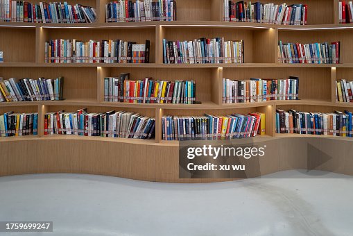 Bookcase High Resolution Wooden Threedimensional Bookcases In The Library High-Res Stock Photo ...