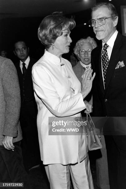 Eve Arden and Brooks West attend an event at the headquarters of the Academy of Motion Picture Arts and Sciences in Beverly Hills, California, on...
