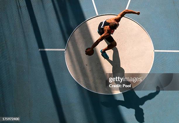 Pascal Behrenbruch of Germany competes in the men's decathlon discus throw event during Day Two of the 14th IAAF World Athletics Championships Moscow...