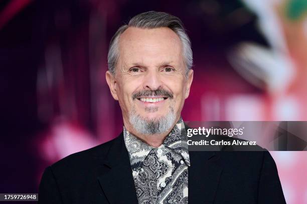 Singer Miguel Bosé attends the presentation of "Bosé" by Telecinco TV Channel at the Mediaset studios on October 27, 2023 in Madrid, Spain.