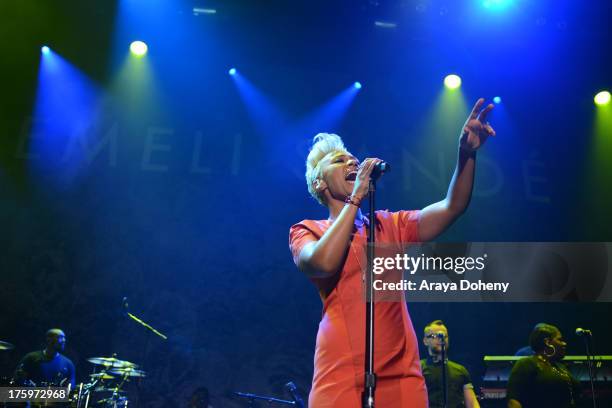 Emeli Sande performs live at Club Nokia on August 10, 2013 in Los Angeles, California.