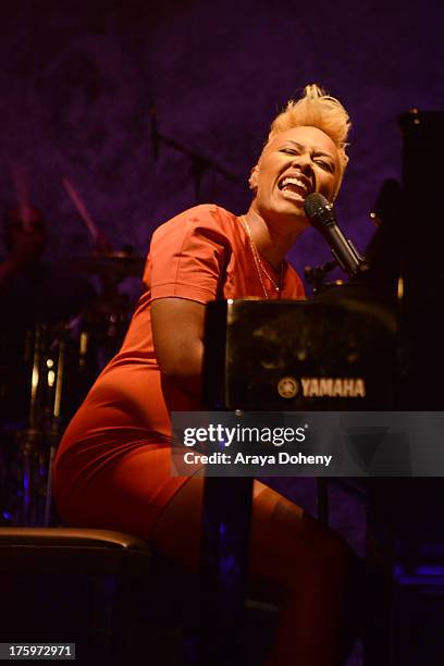 Emeli Sande performs live at Club Nokia on August 10, 2013 in Los Angeles, California.