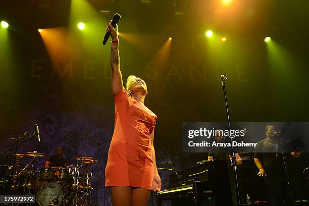 Emeli Sande performs live at Club Nokia on August 10, 2013 in Los Angeles, California.