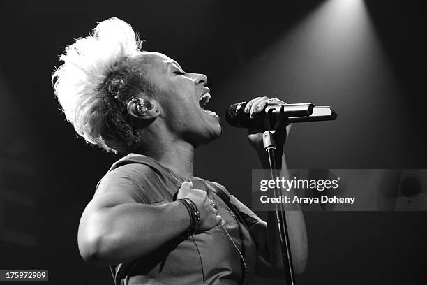 Emeli Sande performs live at Club Nokia on August 10, 2013 in Los Angeles, California.