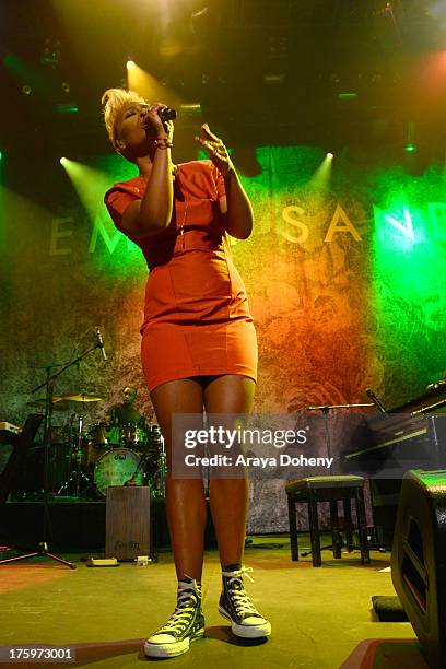 Emeli Sande performs live at Club Nokia on August 10, 2013 in Los Angeles, California.