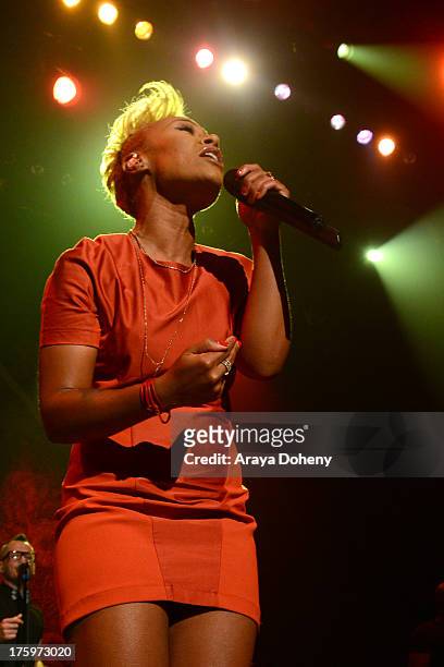 Emeli Sande performs live at Club Nokia on August 10, 2013 in Los Angeles, California.