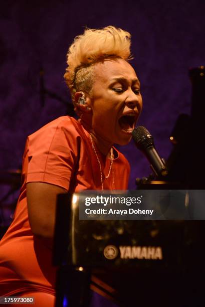 Emeli Sande performs live at Club Nokia on August 10, 2013 in Los Angeles, California.