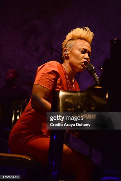 Emeli Sande performs live at Club Nokia on August 10, 2013 in Los Angeles, California.