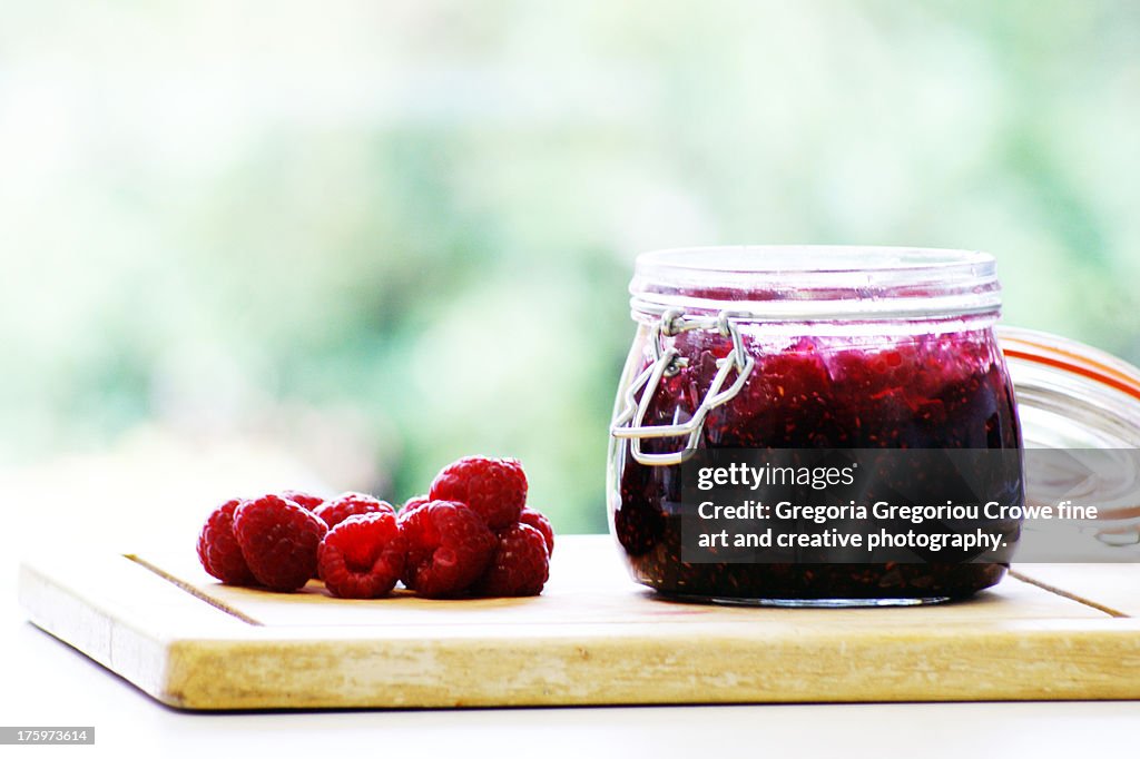 Home-made raspberry jam